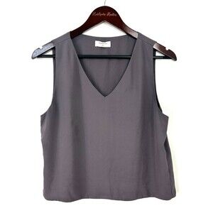 Aritzia Babaton Murphy Blouse Women Sleeveless Tank VNeck Dusty Gray Sz M 1131U1